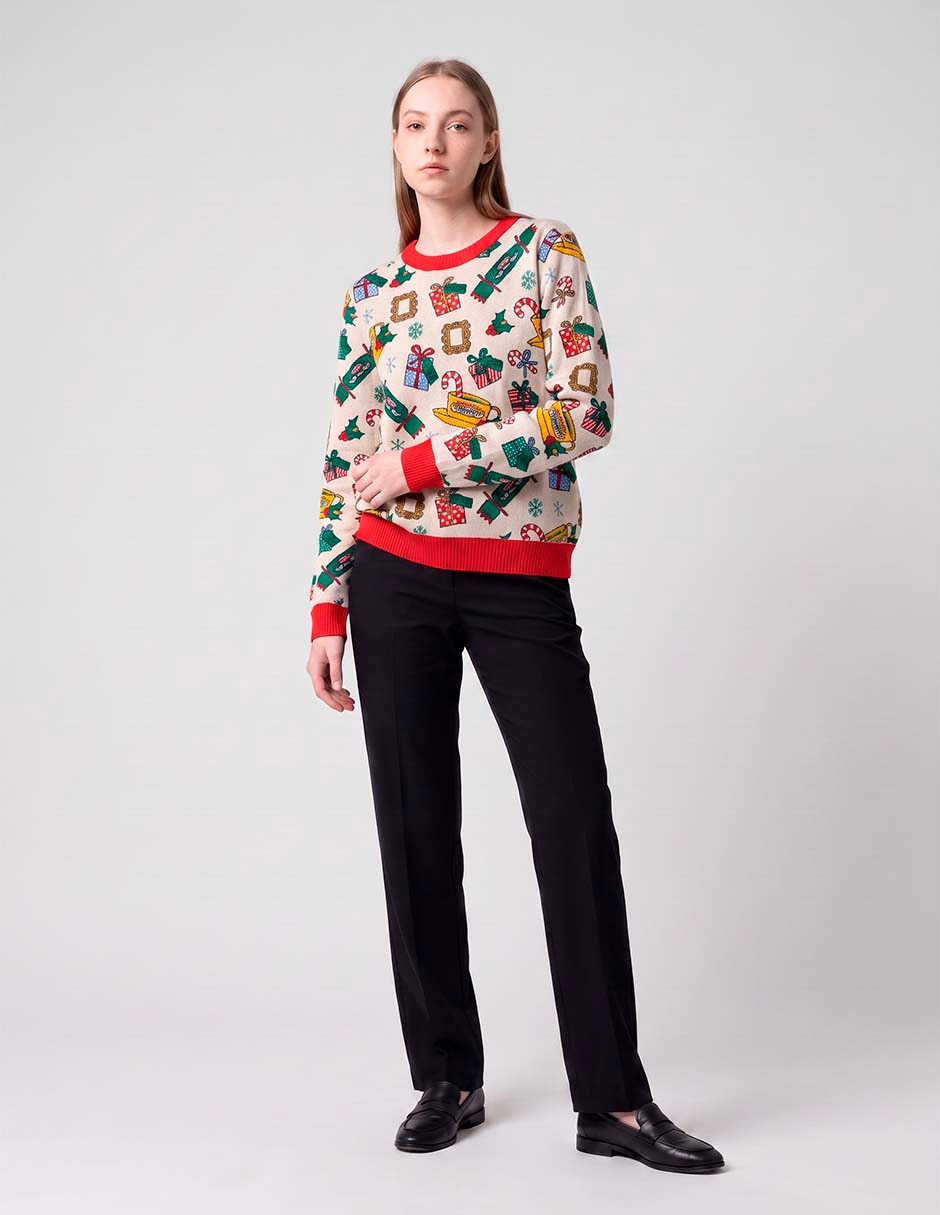 Suéter navideño cuello redondo para mujer 3