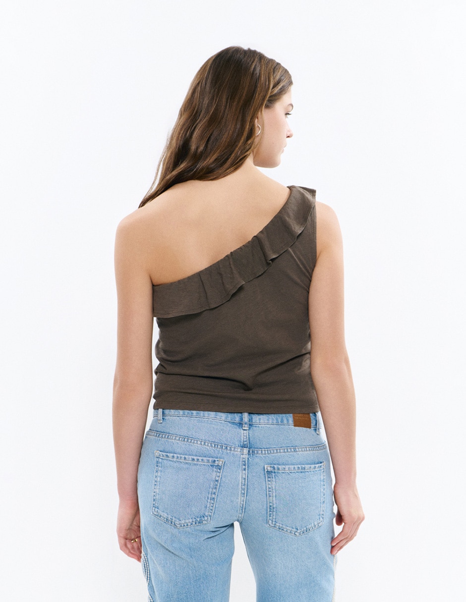 Top Brownie cuello asimétrico tirante ancho