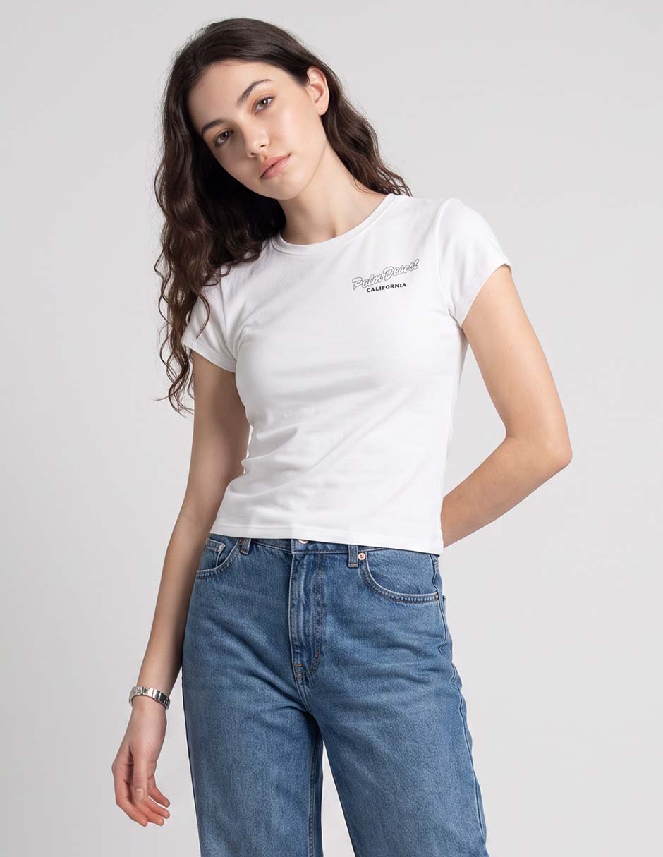 Playera manga corta cuello redondo para mujer