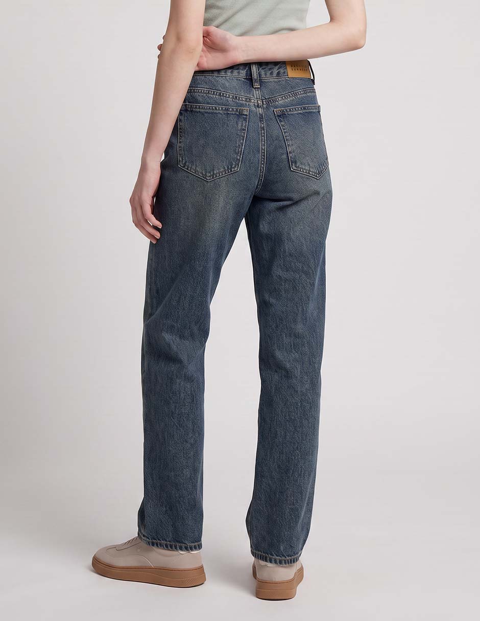 Jeans straight corte cintura para mujer 2