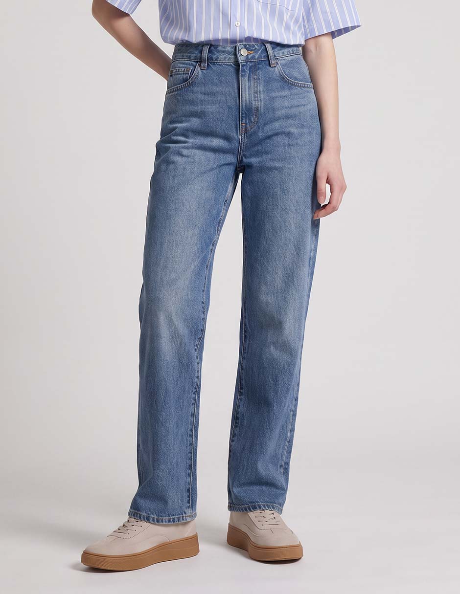 Jeans straight corte cintura para mujer Jeans straight corte cintura para mujer