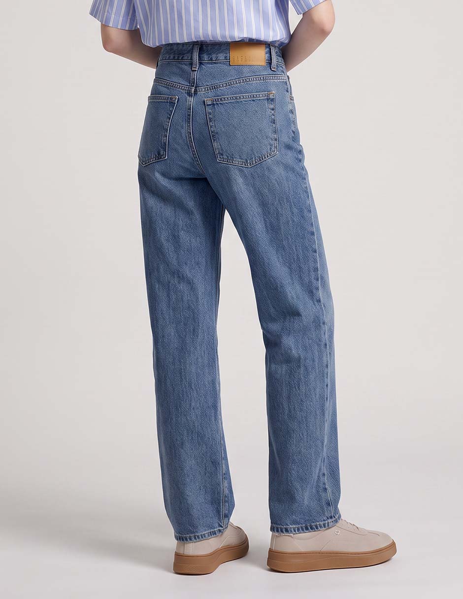 Jeans straight corte cintura para mujer 2