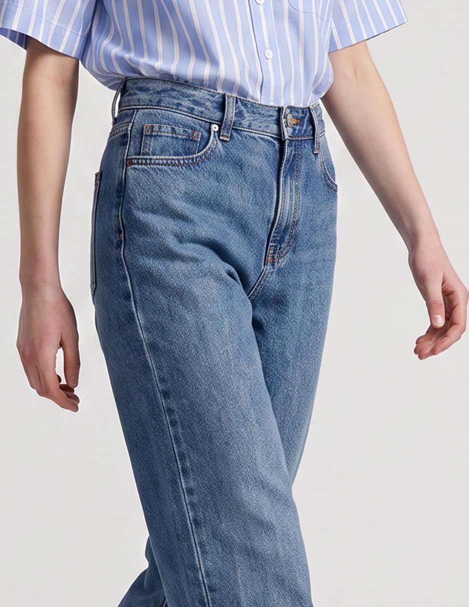 Jeans straight corte cintura para mujer 3