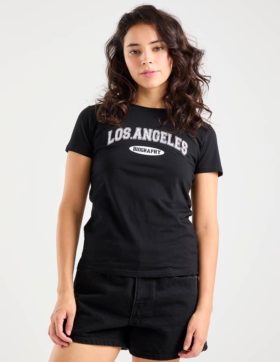 Playera manga corta cuello redondo para mujer