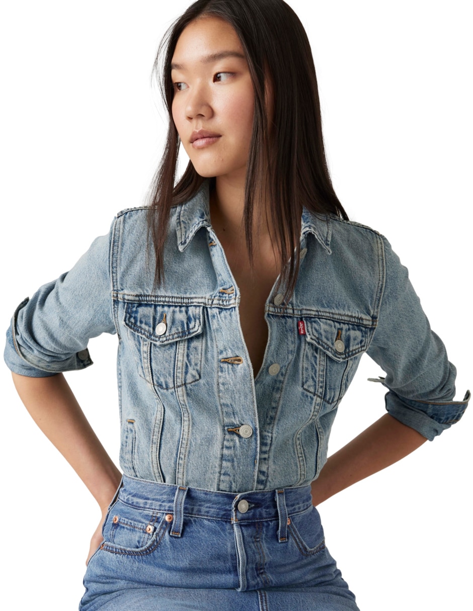 Chamarra denim levi's sin coleccion o familia no impermeable de mezclilla para mujer