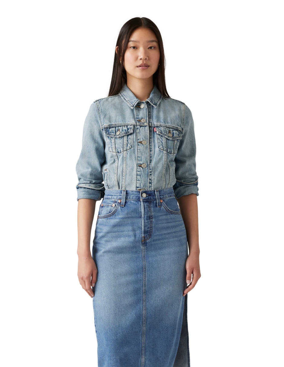 Chamarra denim sin coleccion o familia no impermeable de mezclilla para mujer
