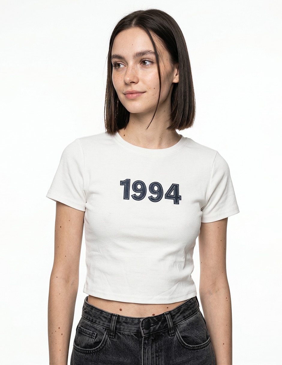 Playera manga corta cuello redondo para mujer