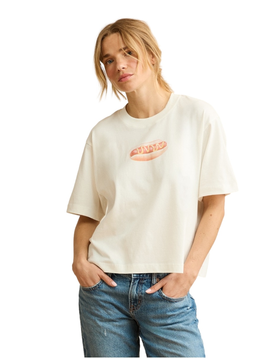 Playera manga corta cuello redondo para mujer Playera manga corta cuello redondo para mujer