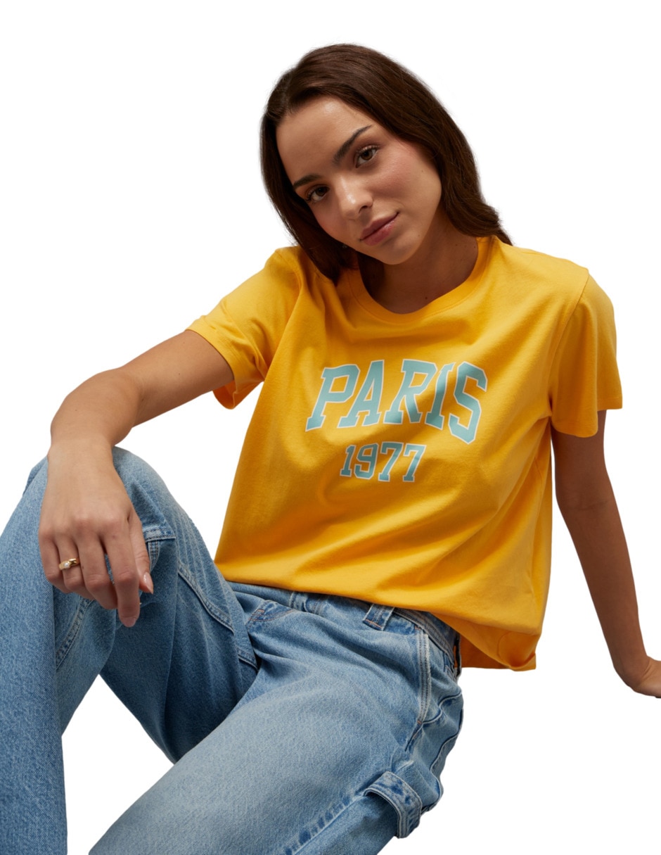 Playera manga corta cuello redondo para mujer Playera manga corta cuello redondo para mujer