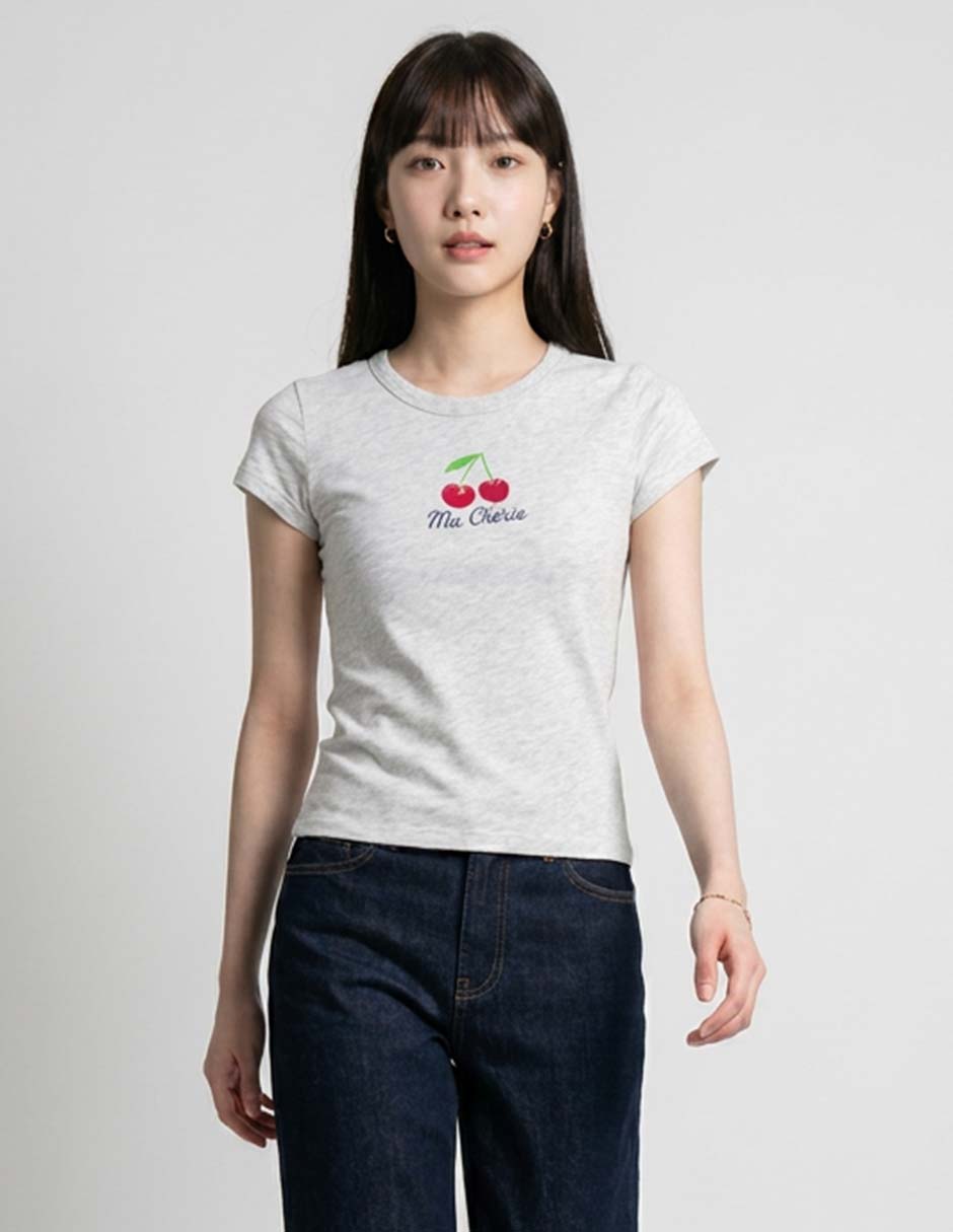 Playera manga corta tees cuello redondo para mujer