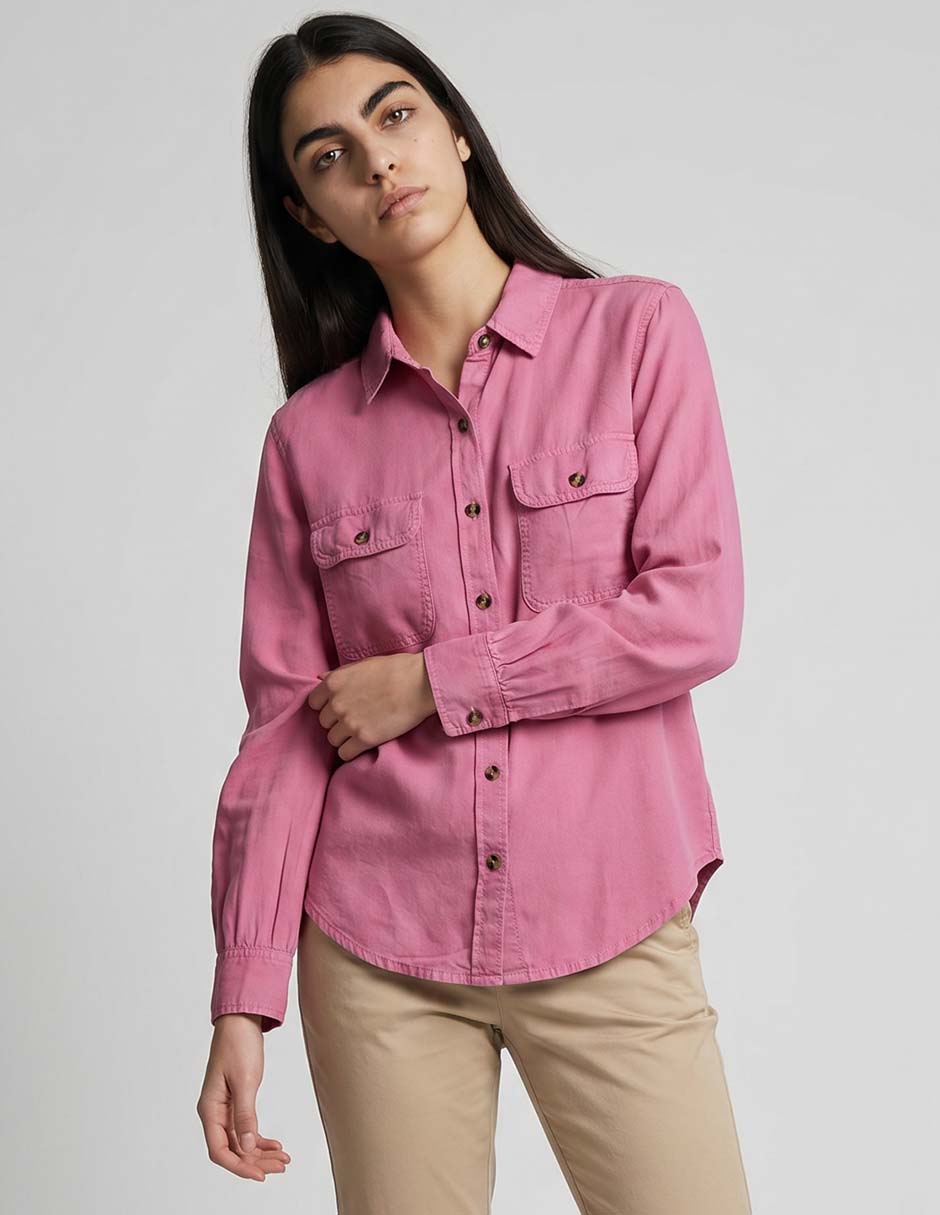 Blusa camisera manga larga para mujer