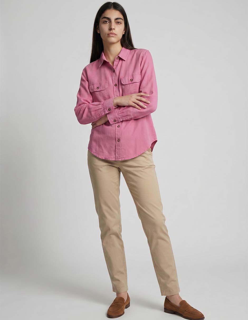 Blusa camisera manga larga para mujer