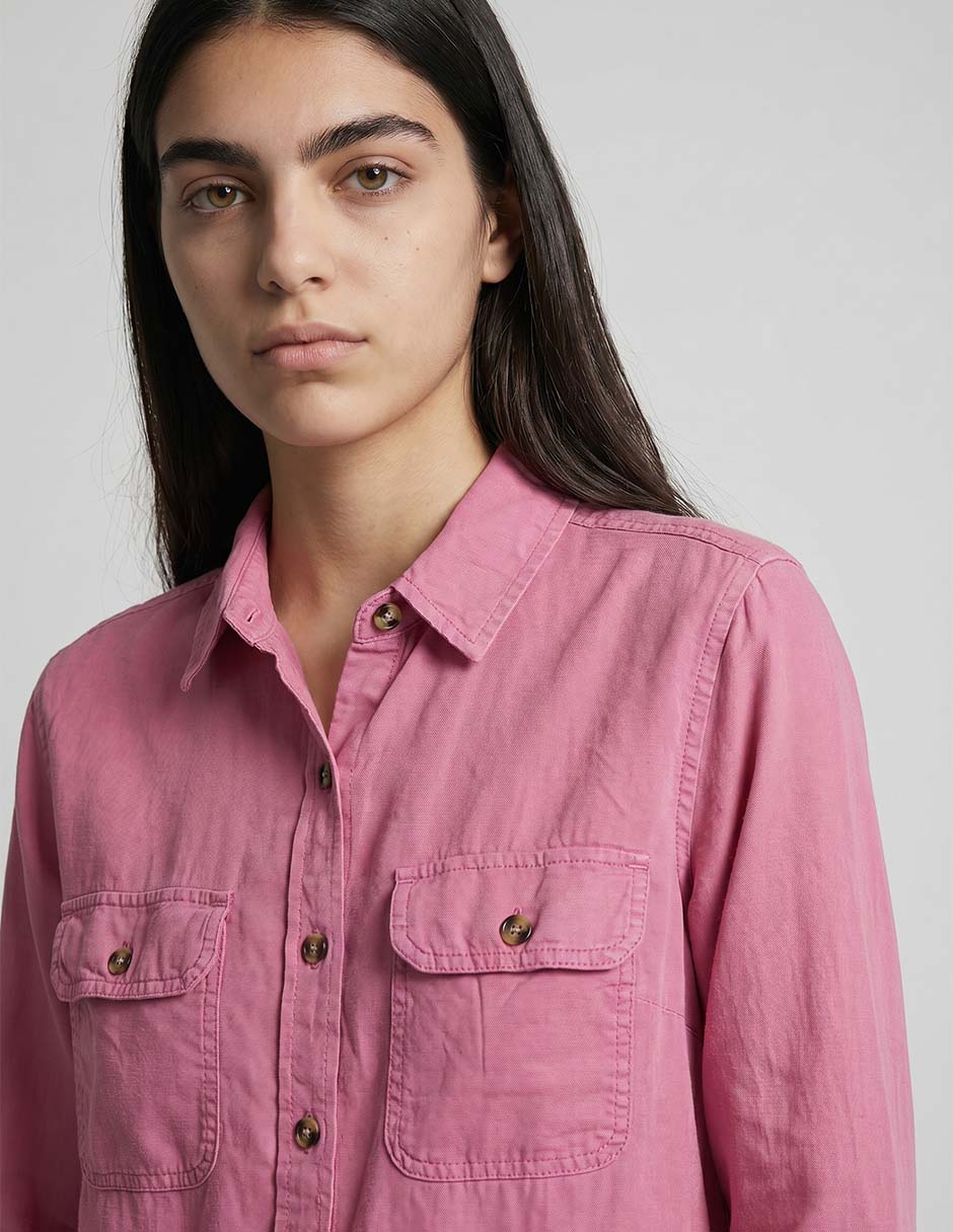 Blusa camisera manga larga para mujer