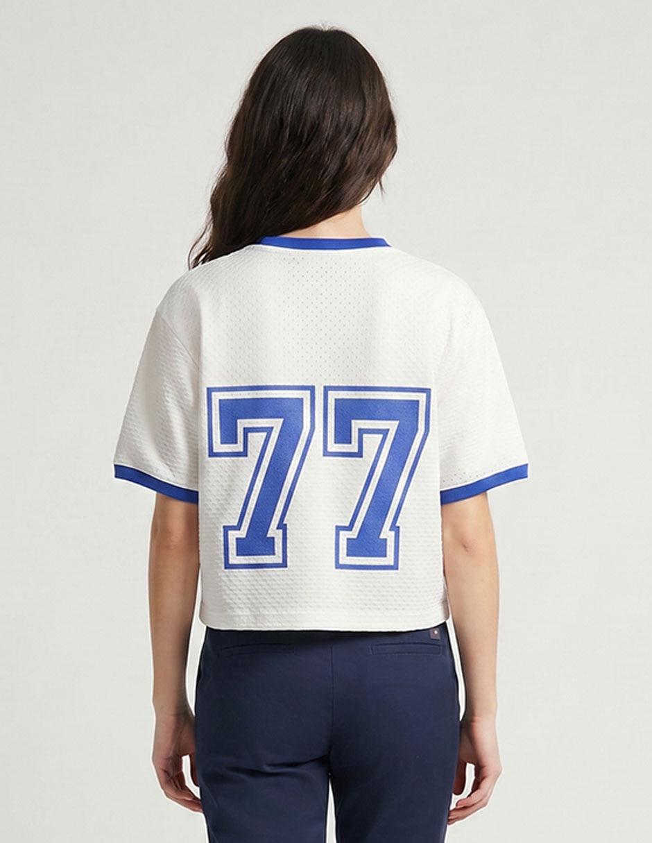 Playera manga al codo american eagle cuello v para mujer
