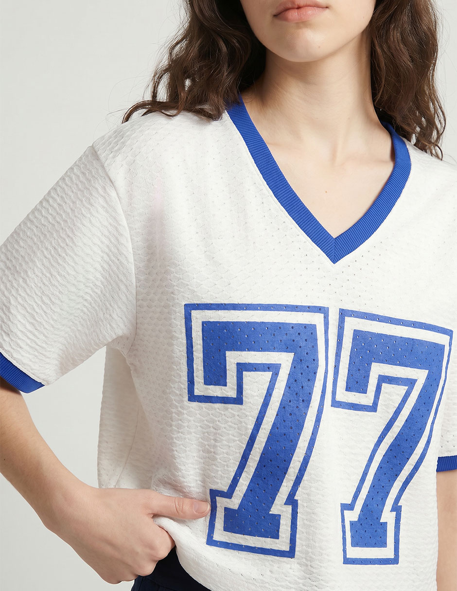 Playera manga al codo american eagle cuello v para mujer
