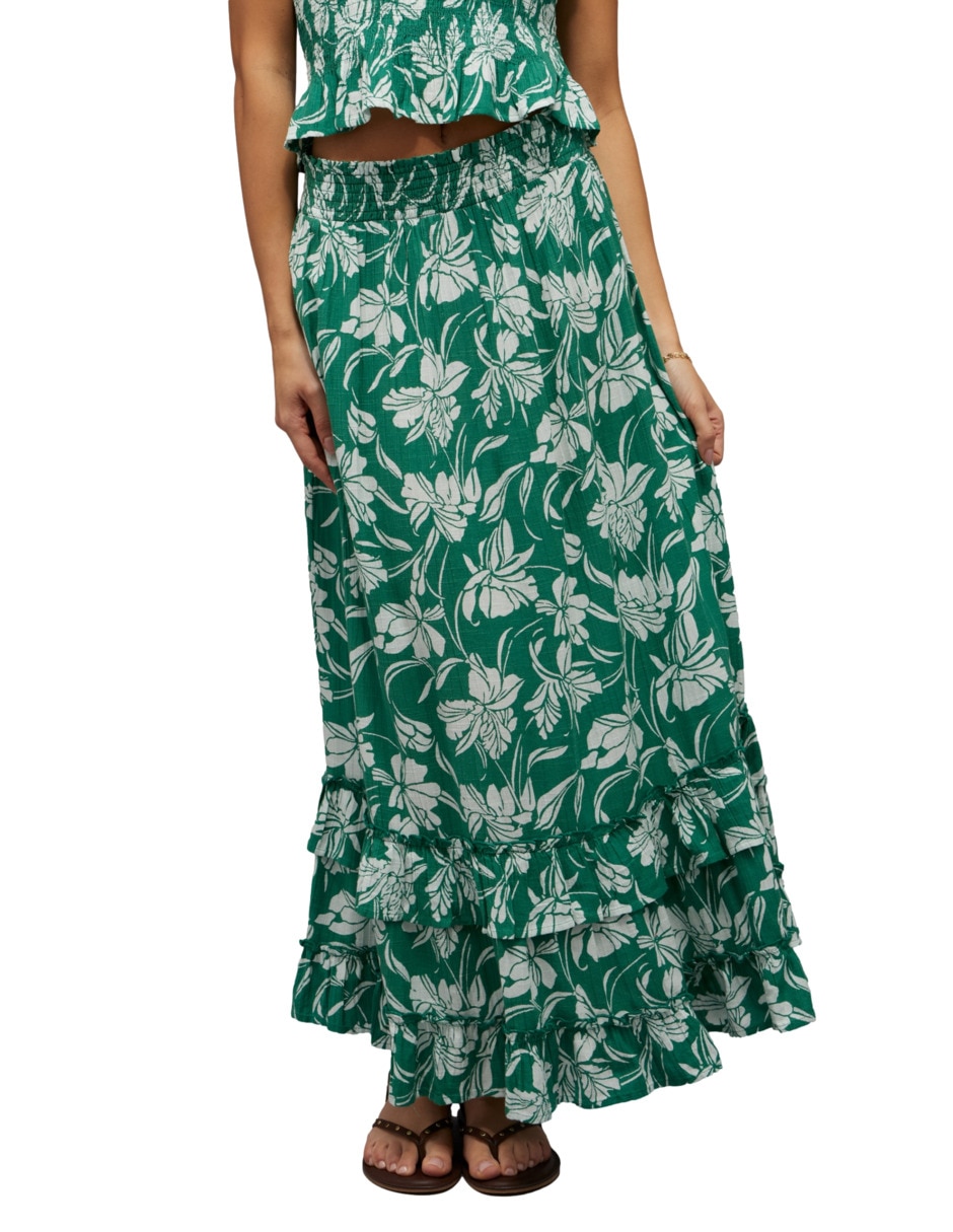 Falda maxi American Eagle de algodón a la cintura