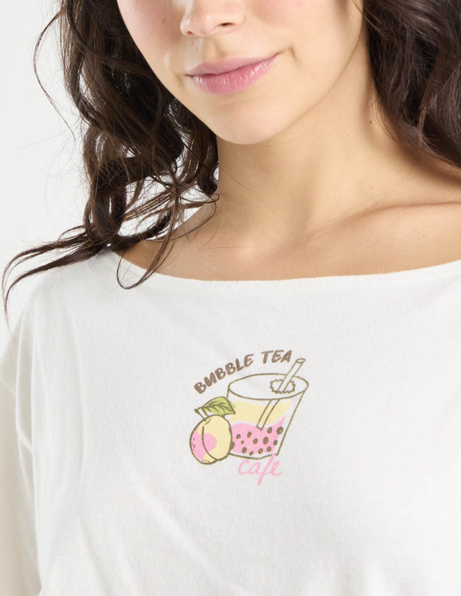 Playera manga corta Hollister cuello ojal para mujer