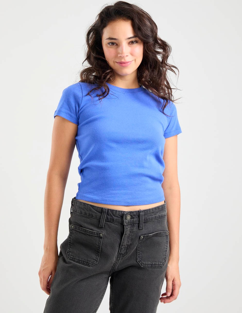 Playera manga corta cuello redondo para mujer