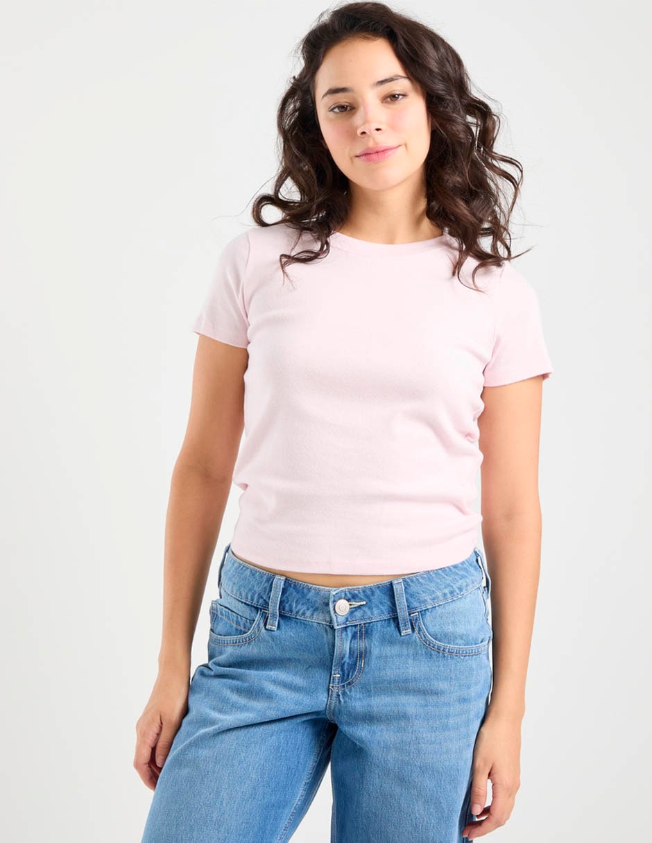 Playera manga corta cuello redondo para mujer