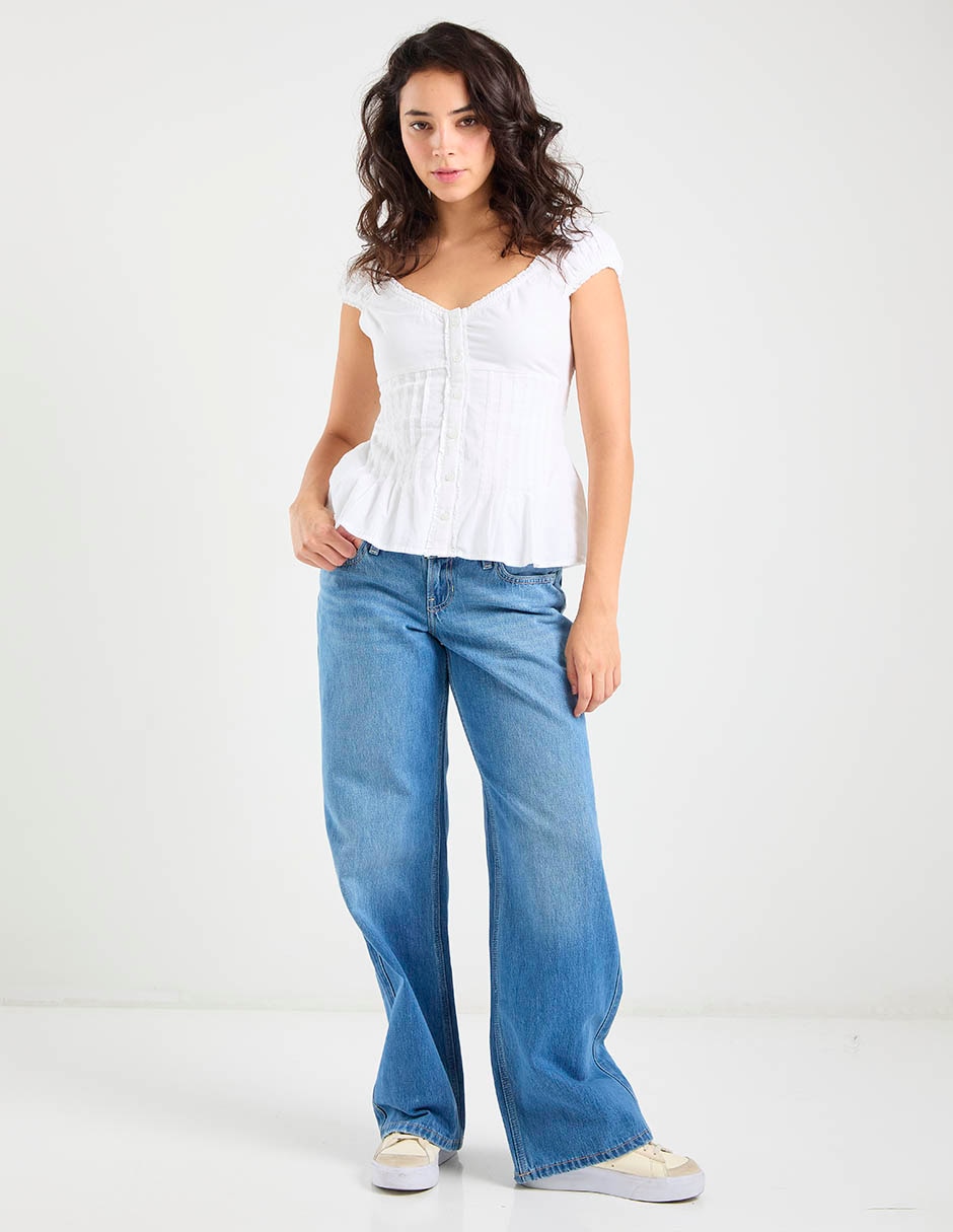 Jeans wide leg Hollister para mujer