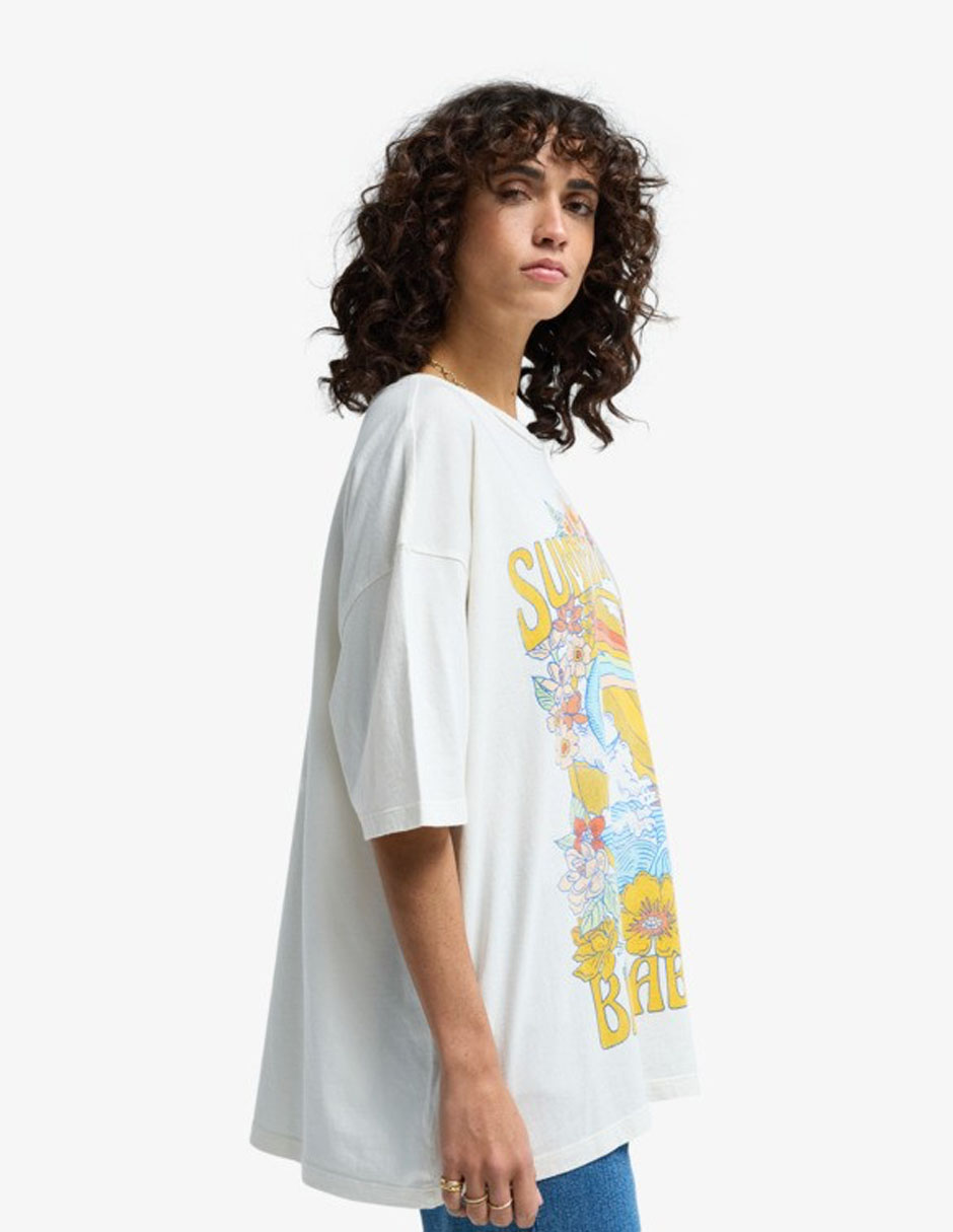 Playera manga corta summer of love cuello redondo para mujer 4