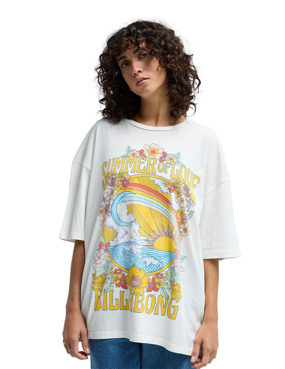 Playera manga corta summer of love cuello redondo para mujer