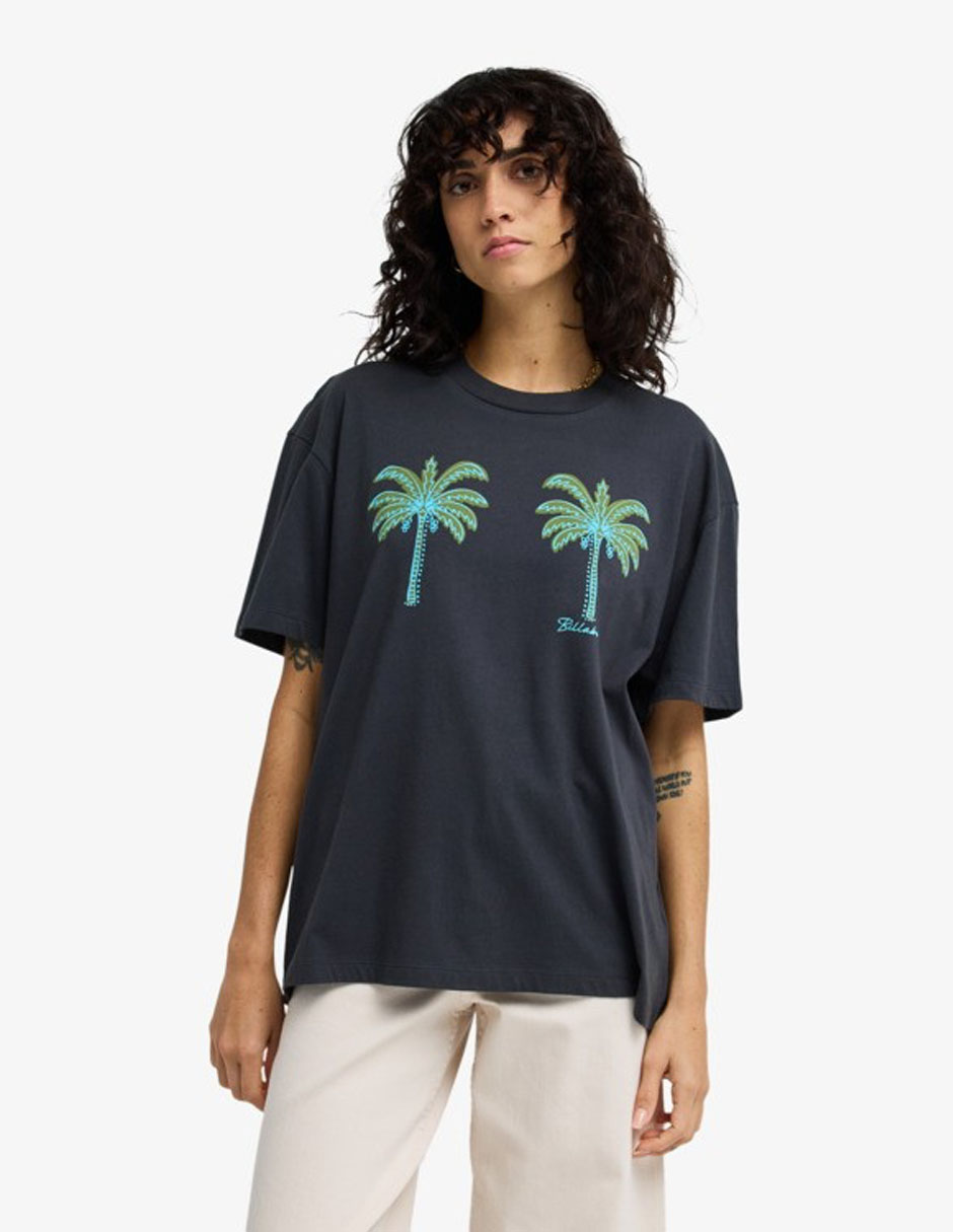 Playera manga corta vacation club cuello redondo para mujer