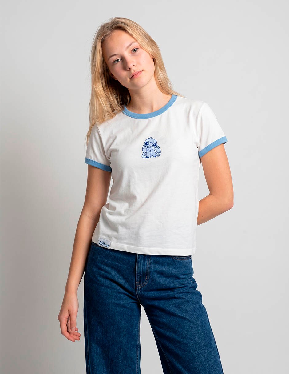 Playera manga corta cuello redondo para mujer