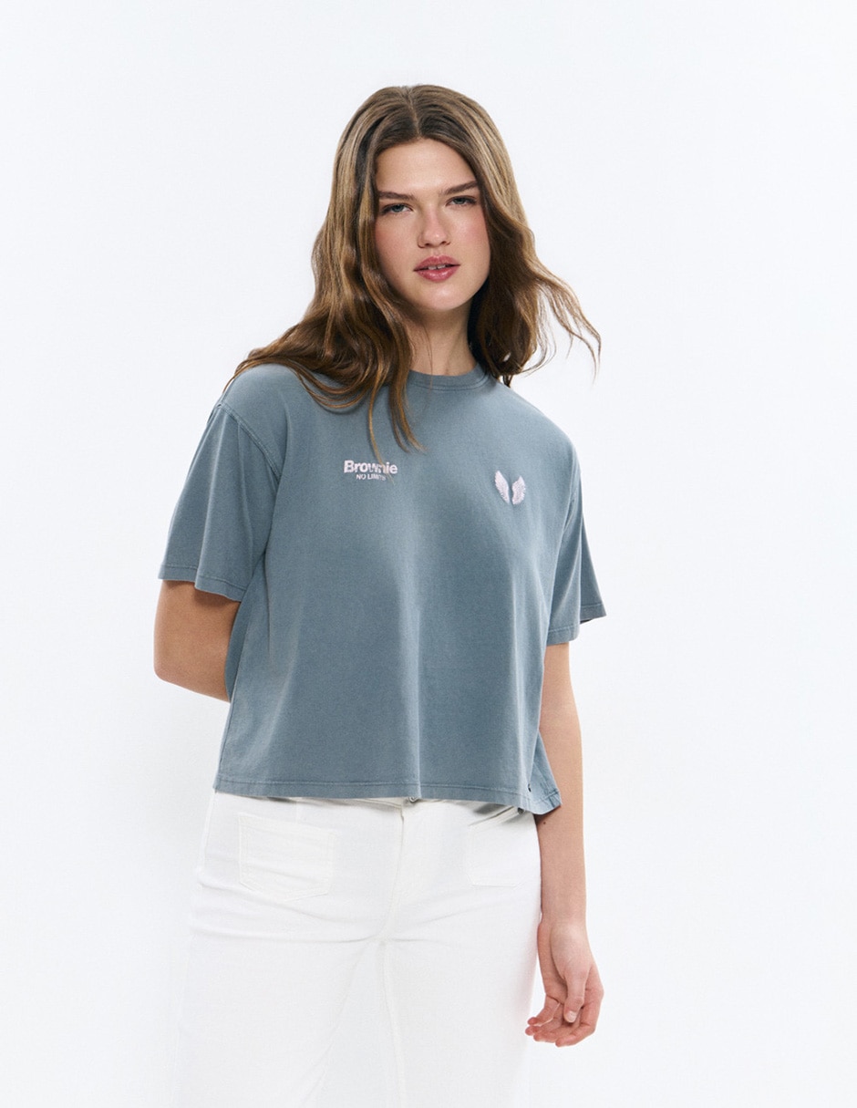 Playera manga corta cuello redondo para mujer