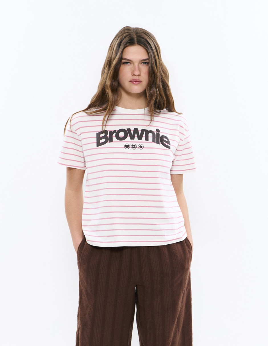 Playera manga corta cuello redondo para mujer