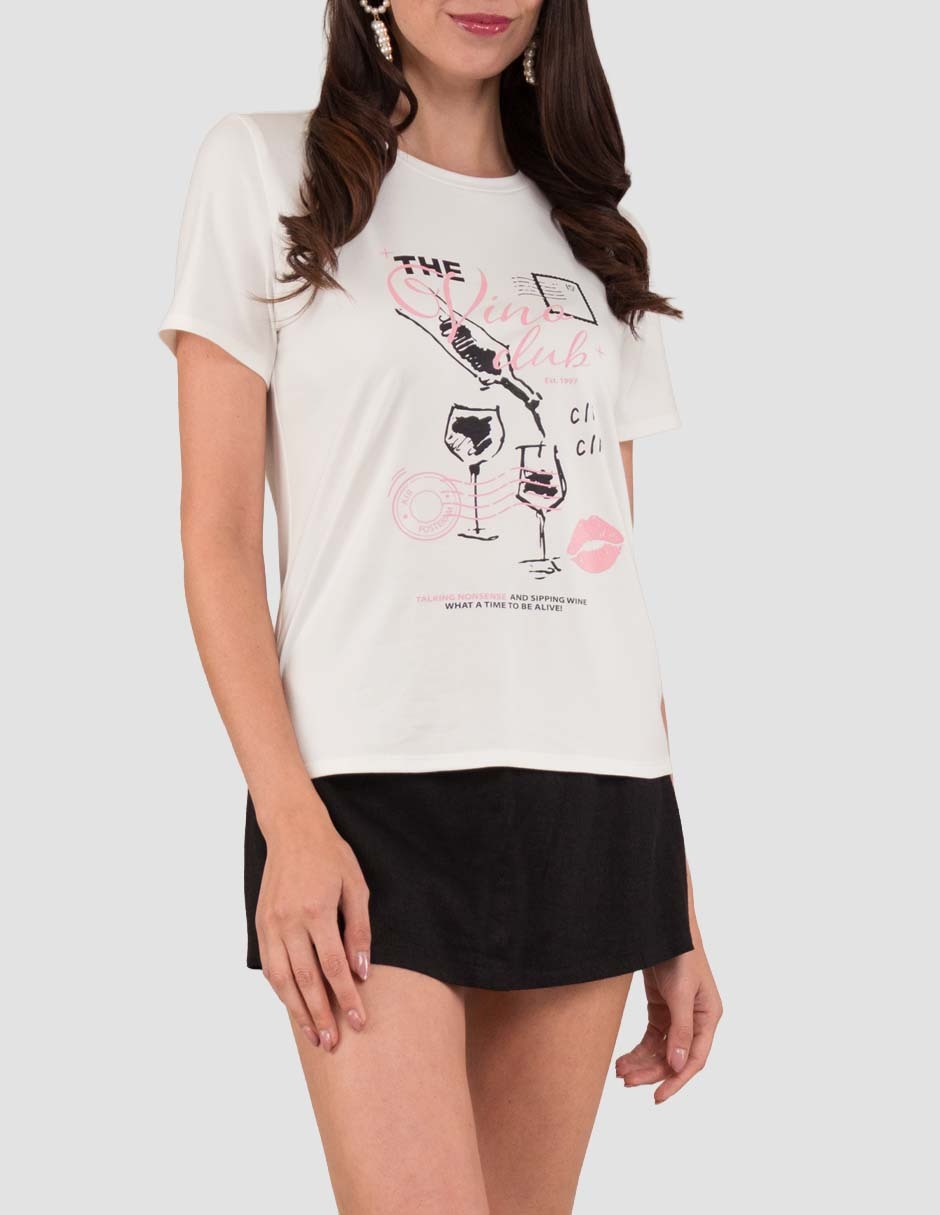 Manga corta mayo cuello redondo para mujer