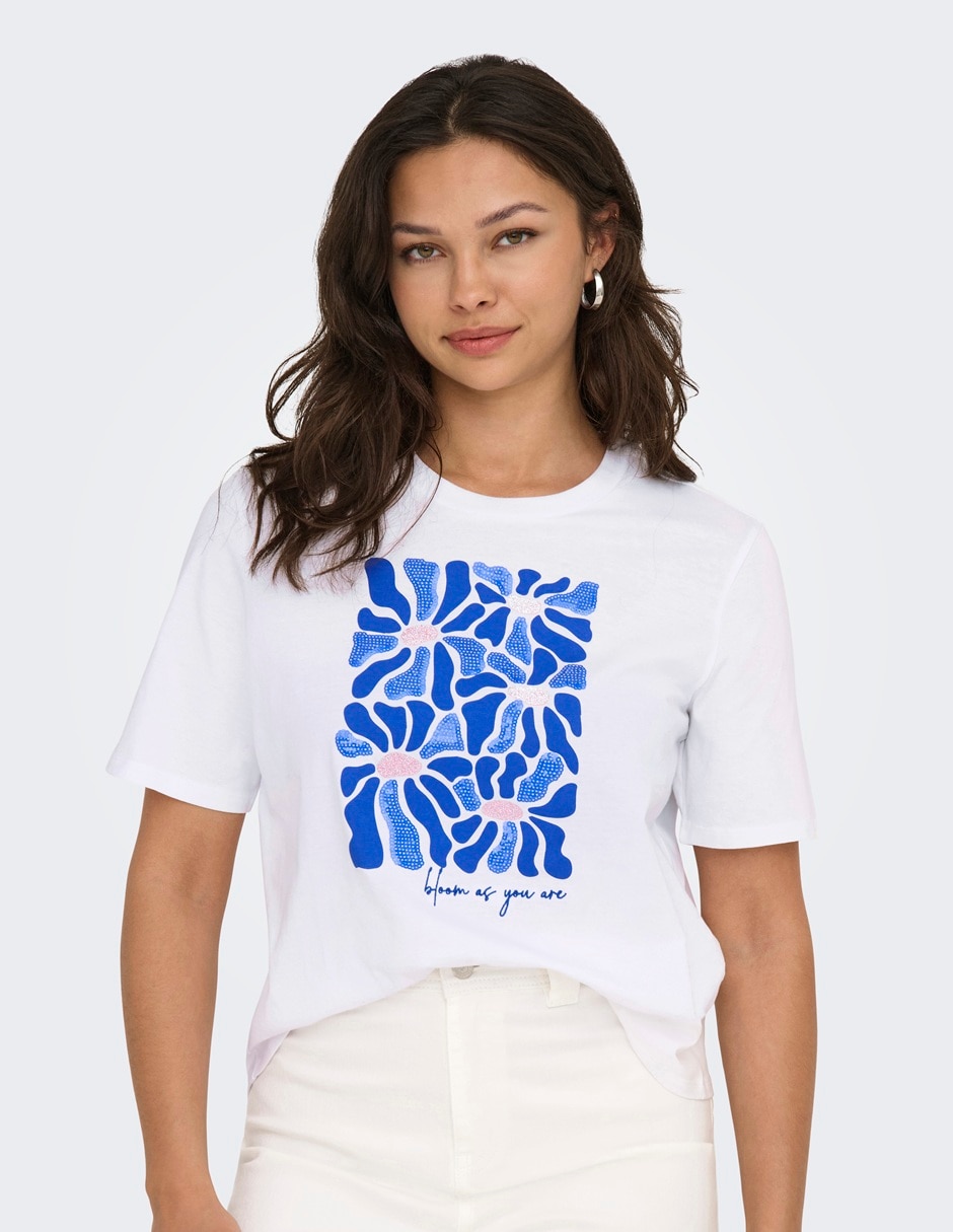 Playera manga corta cuello redondo para mujer