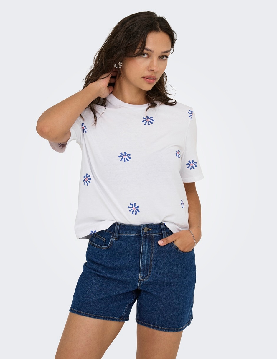 Playera manga corta Only cuello redondo para mujer