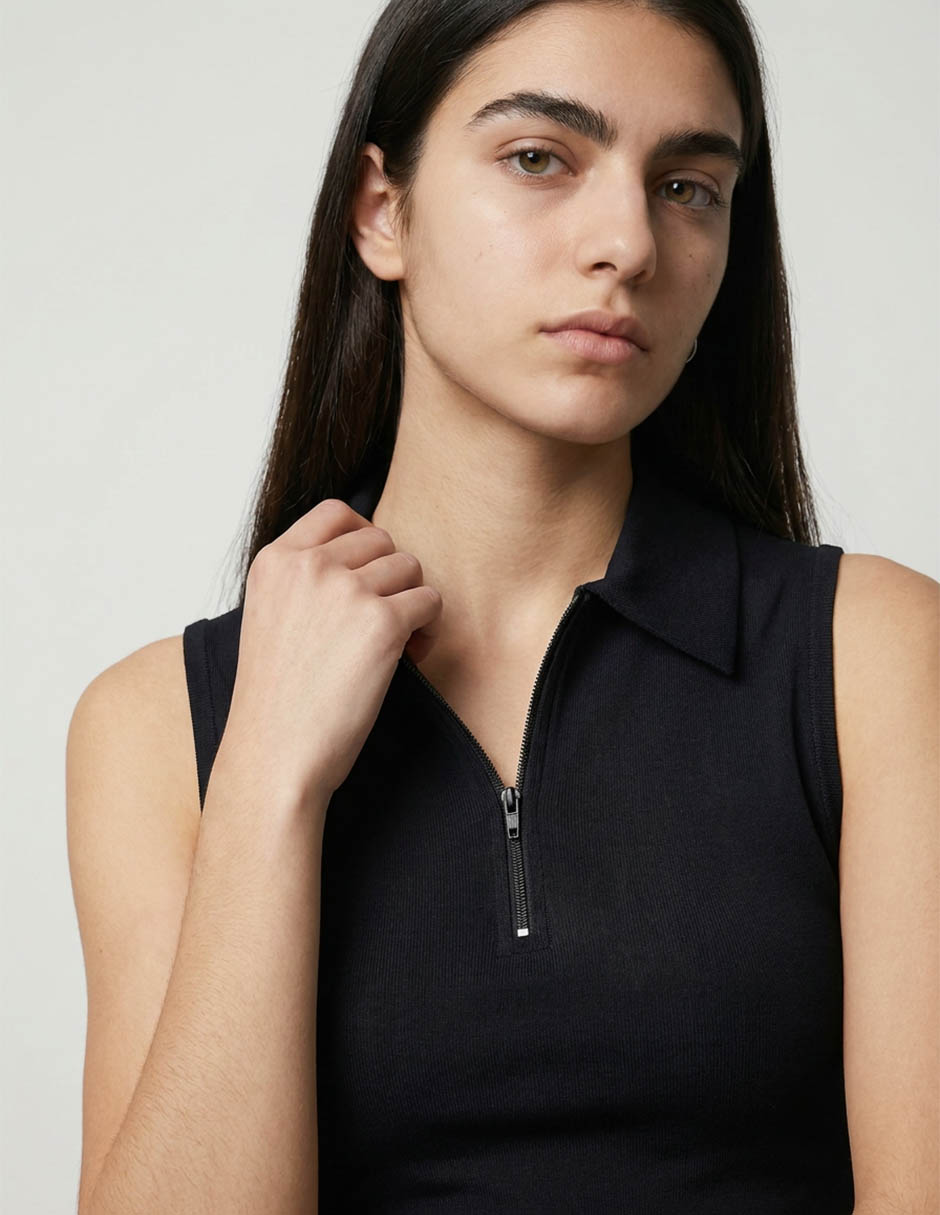 Playera tipo polo coffee bean para mujer