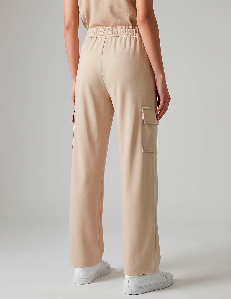 Pants regular coffee bean con elástico para mujer