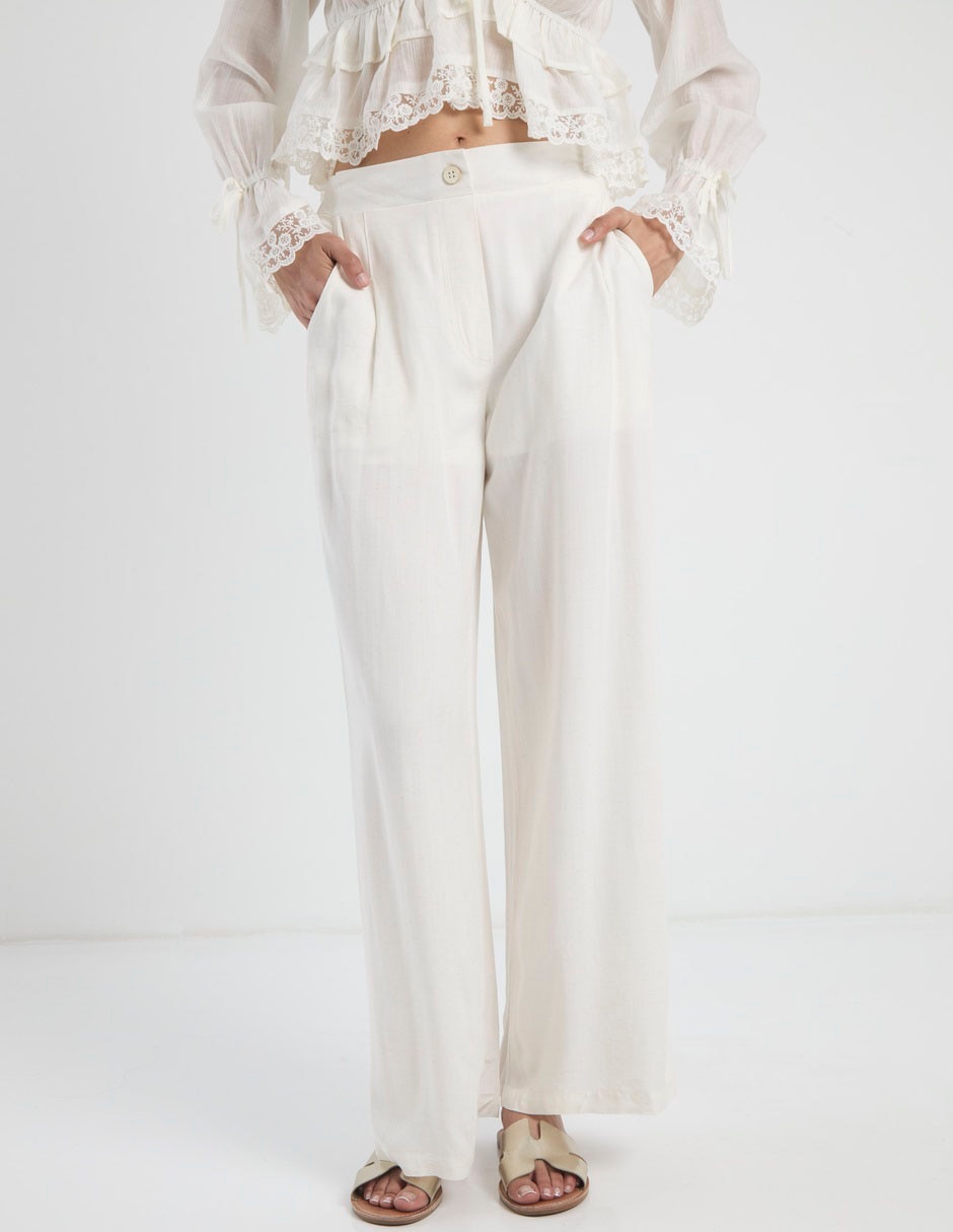 Pantalón regular wide leg para mujer