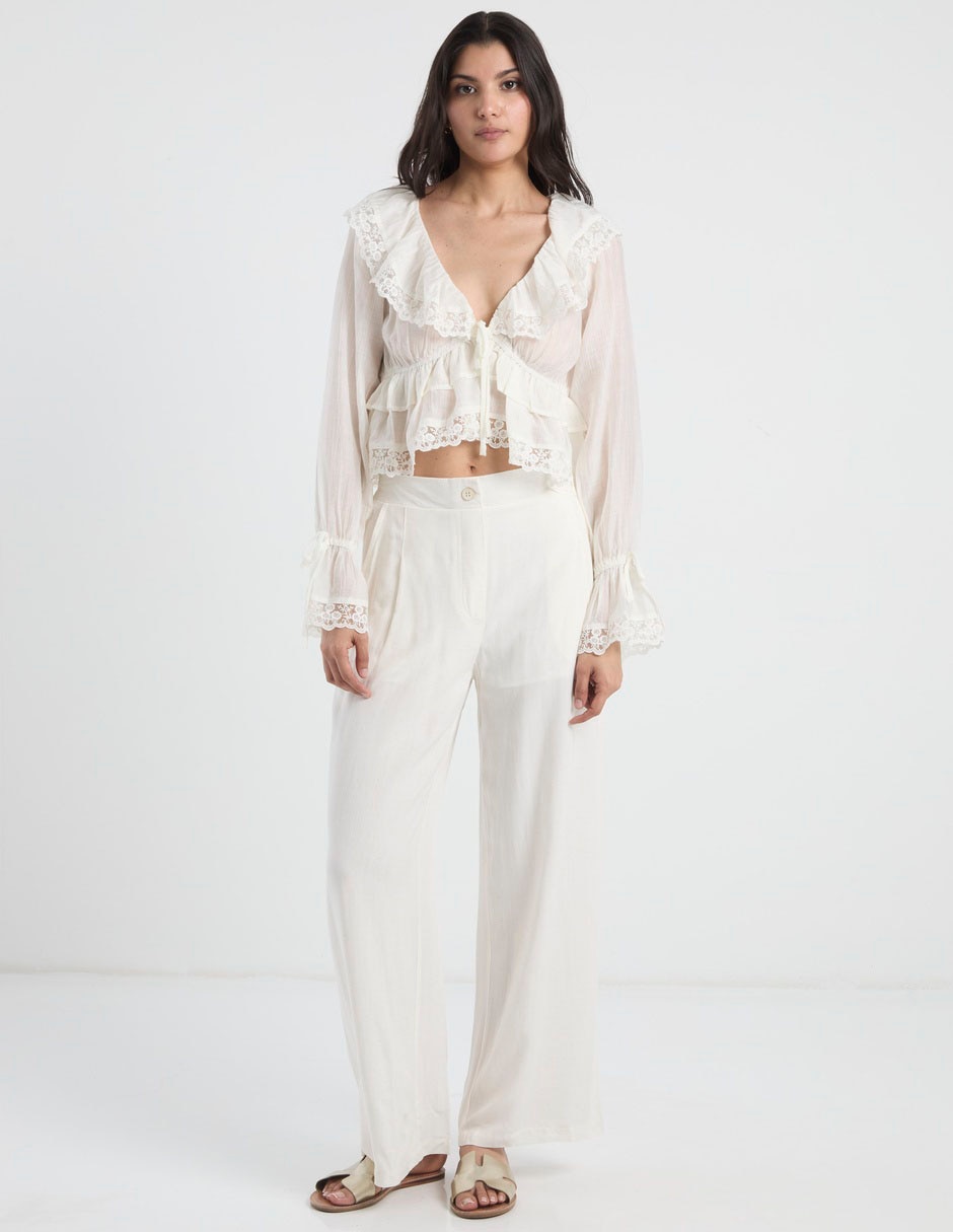 Pantalón regular wide leg para mujer 2