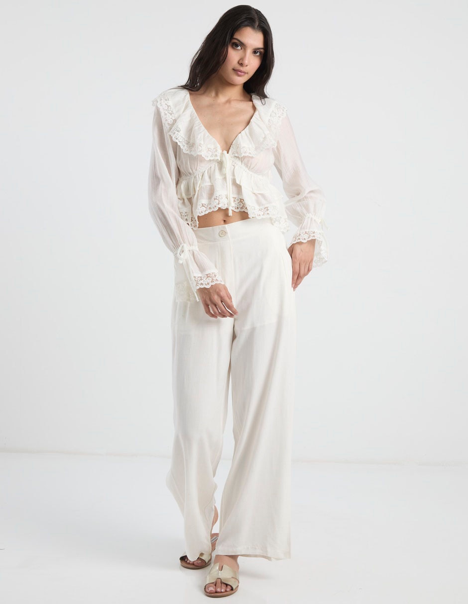 Pantalón regular wide leg para mujer 3