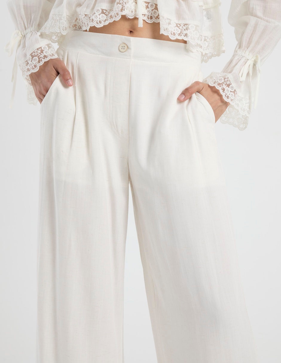 Pantalón regular wide leg para mujer 4