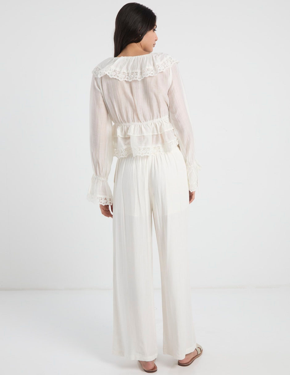 Pantalón regular wide leg para mujer 6