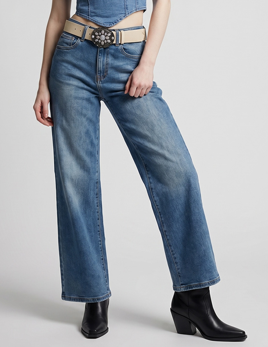 Jeans wide leg corte cadera para mujer Jeans wide leg corte cadera para mujer