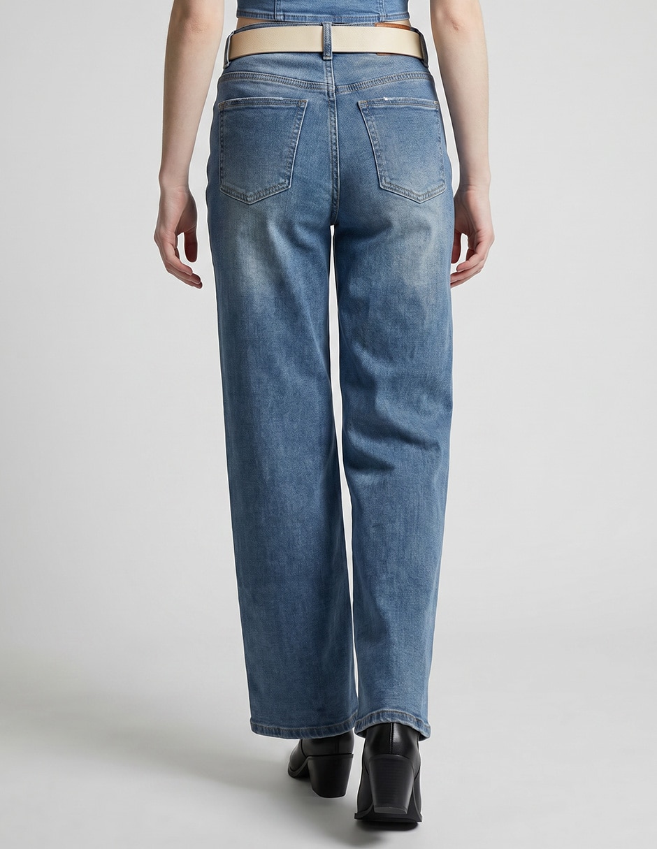 Jeans wide leg corte cadera para mujer 2