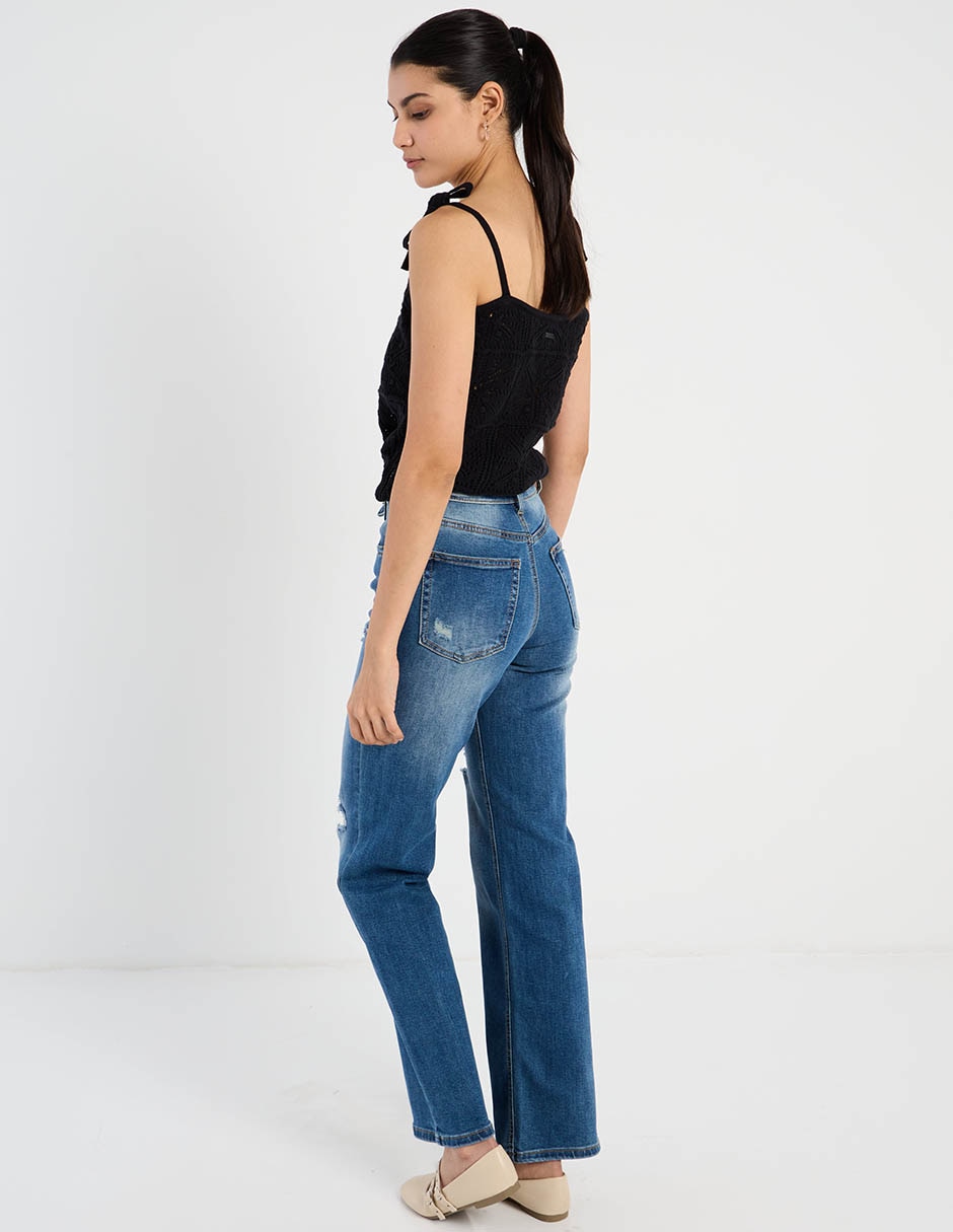 Jeans straight coffee bean para mujer 5