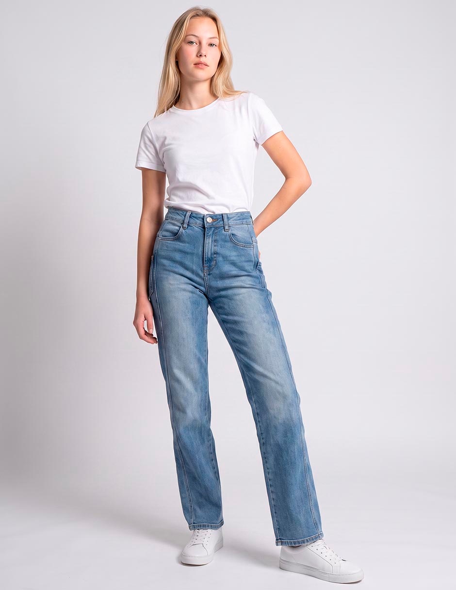Jeans straight cadera para mujer 3