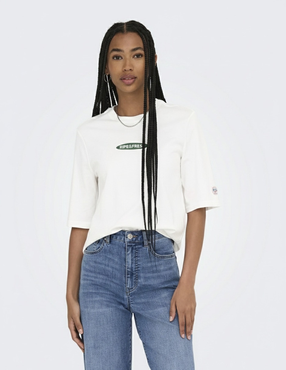 Playera manga corta cuello redondo para mujer