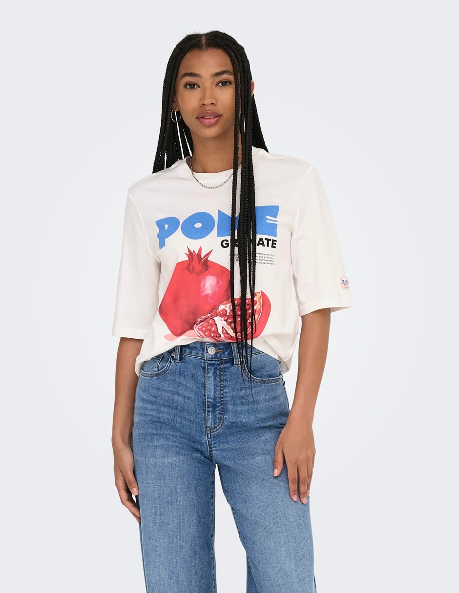 Playera manga corta cuello redondo para mujer