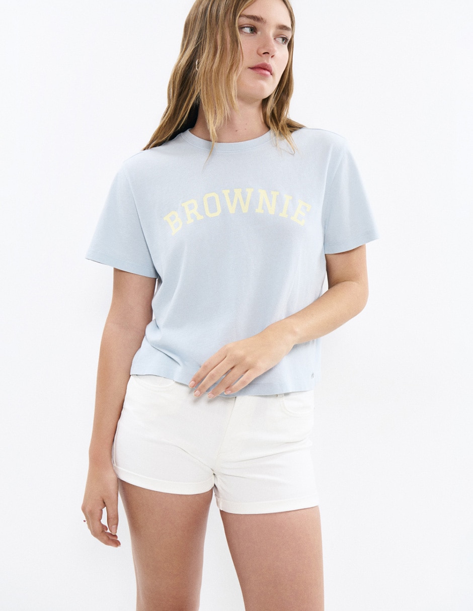 Playera manga corta cuello redondo para mujer