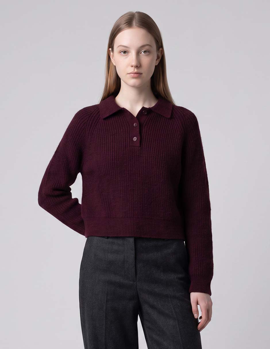 Suéter cuello polo para mujer