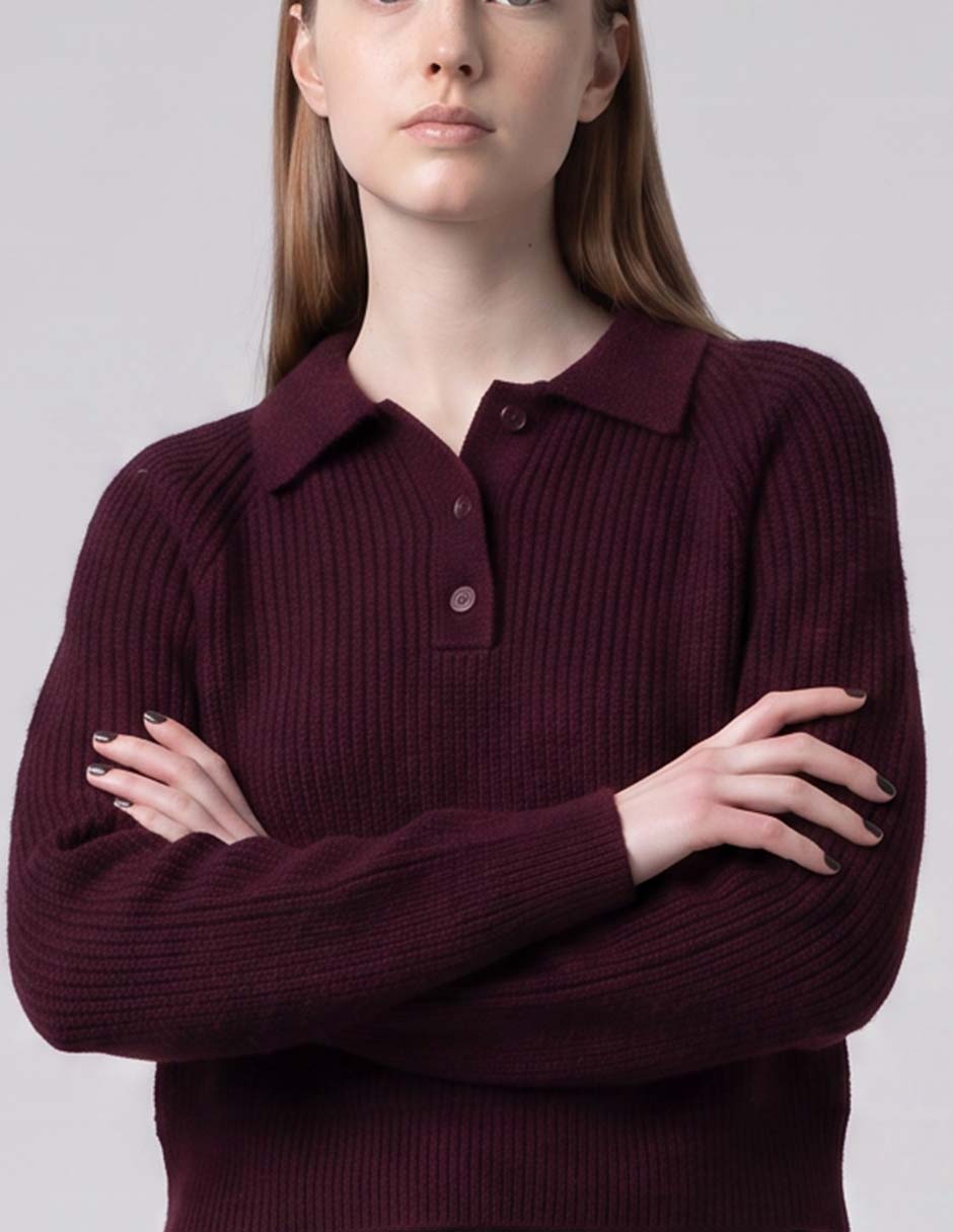 Suéter cuello polo para mujer