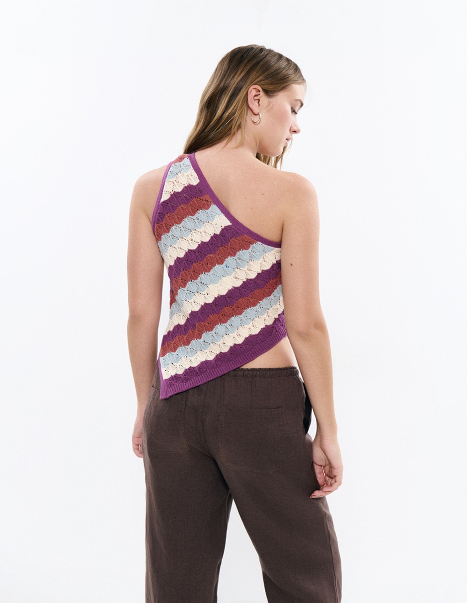 Top cuello asimétrico escote regular tirante ancho 2